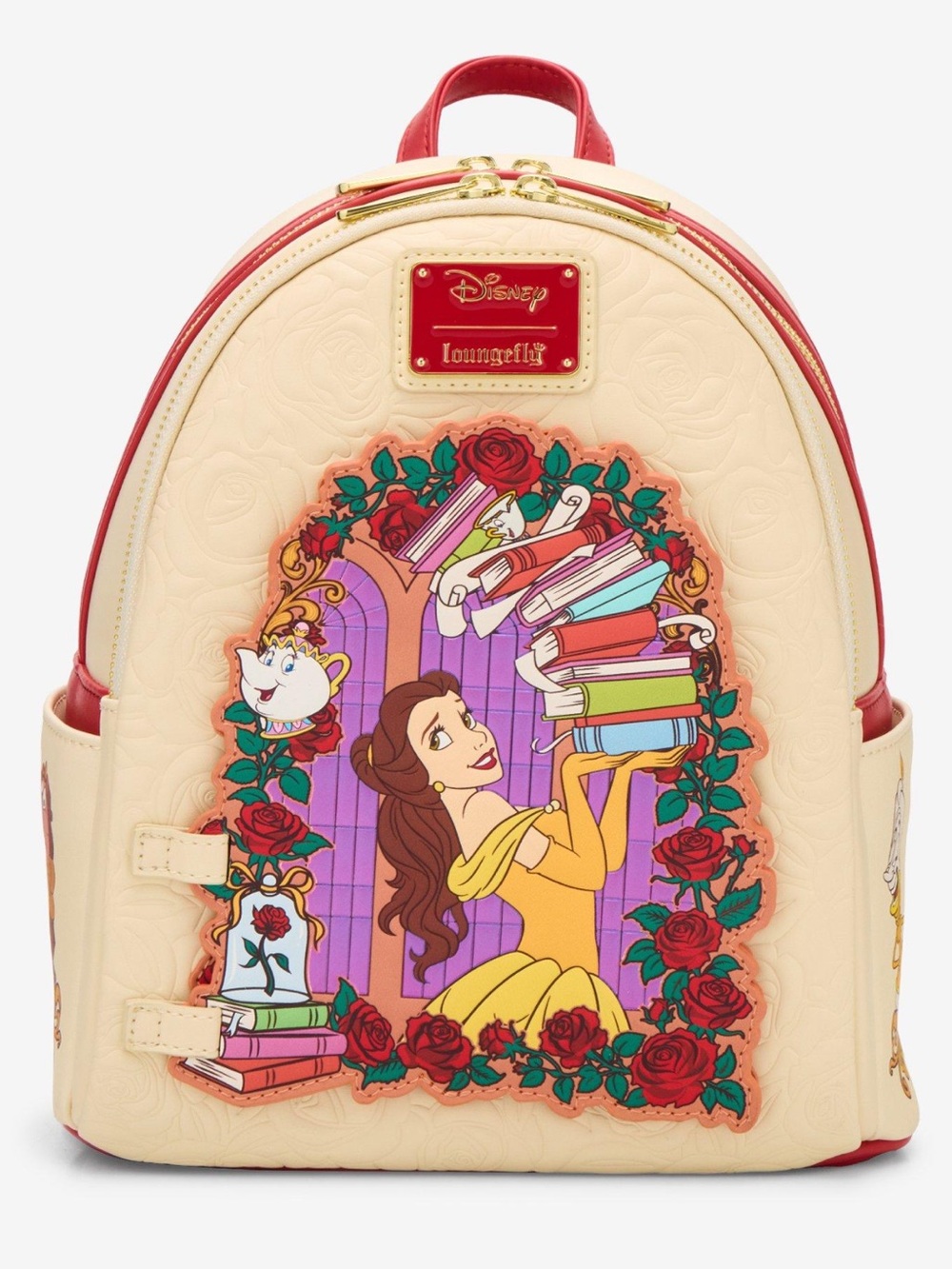 NEW Loungefly Disney Beauty and the Beast Roses Magnetic Door Mini Backpack